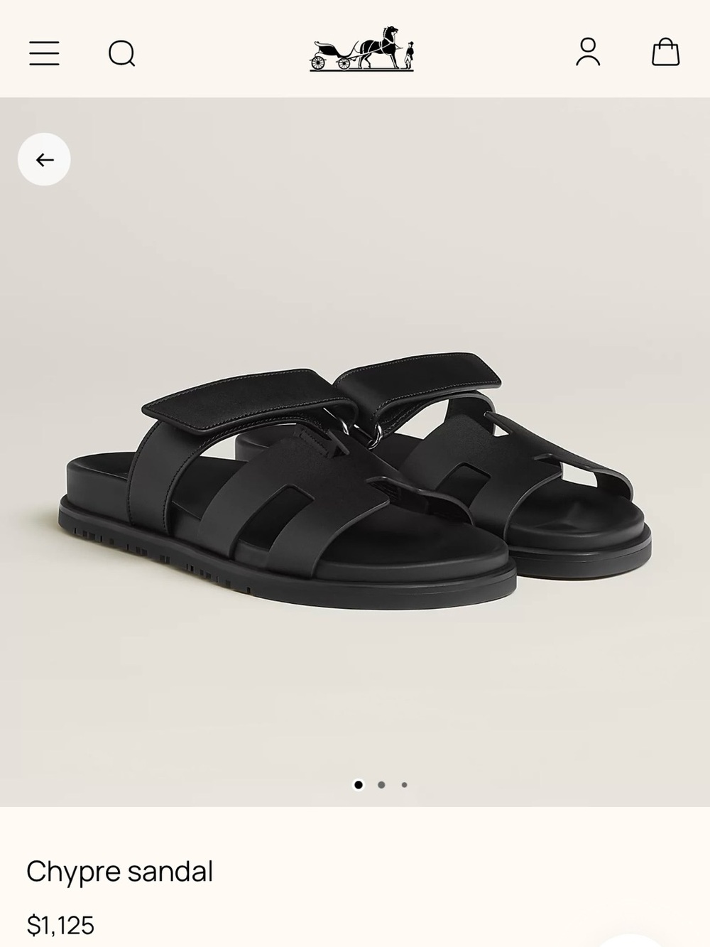 NWT Hermes - Chypre sandal, black leather, size 37 (US7)